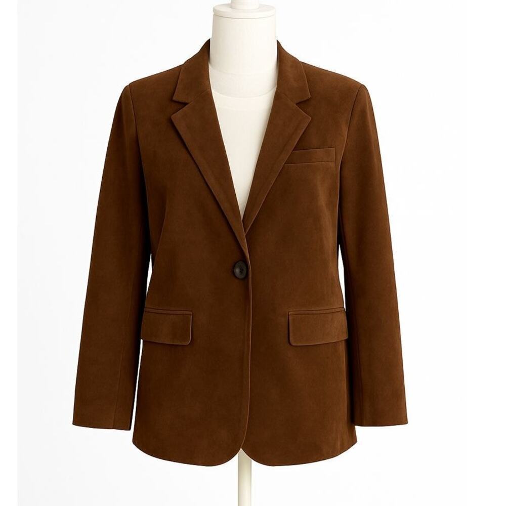 Free People Paper Cut Vegan Suede Blazer Brown Size Small NWOT